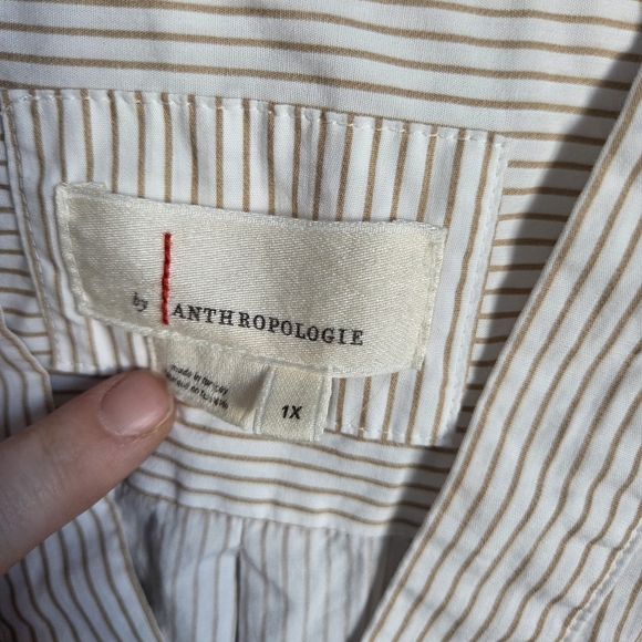 Plus Size Anthropologie White Striped Blouse - Picture 3 of 10